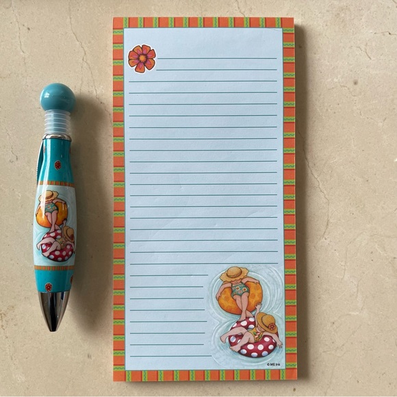 Magnetic Notepad and Matching Pen Baby Cherub Swimming Listpad - Picture 3 of 6
